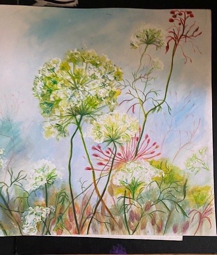 Size 20cm x 20cm on a Deep Edge Canvas Dandelion Fluff; Original Acrylic Flower Painting