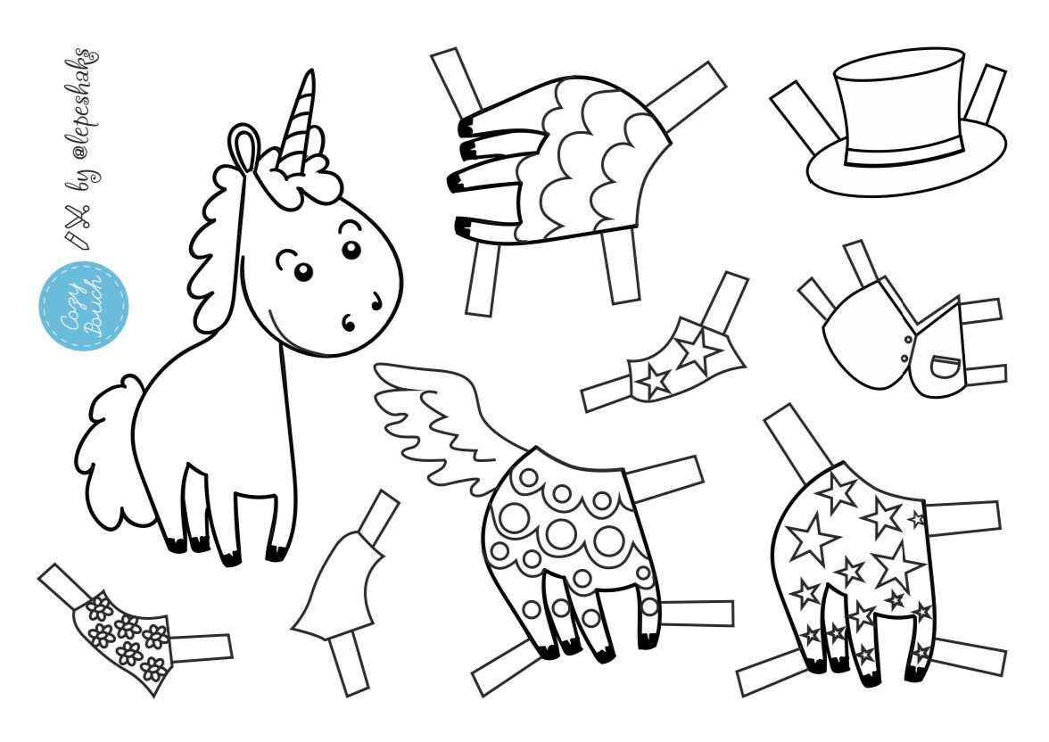 unicorn paper dolls